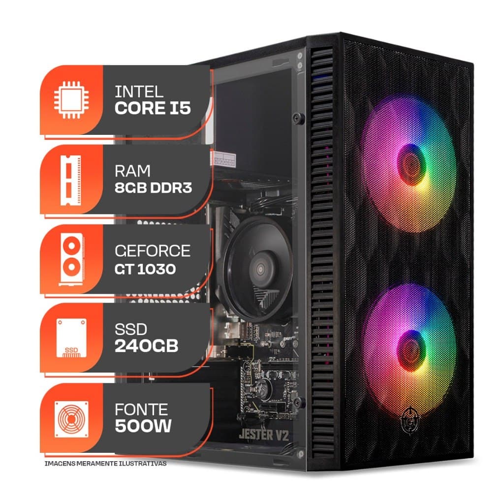 PC Gamer Forge, Intel Core i5, GT 1030 2GB, 8GB RAM, SSD 240GB, Fonte 500W